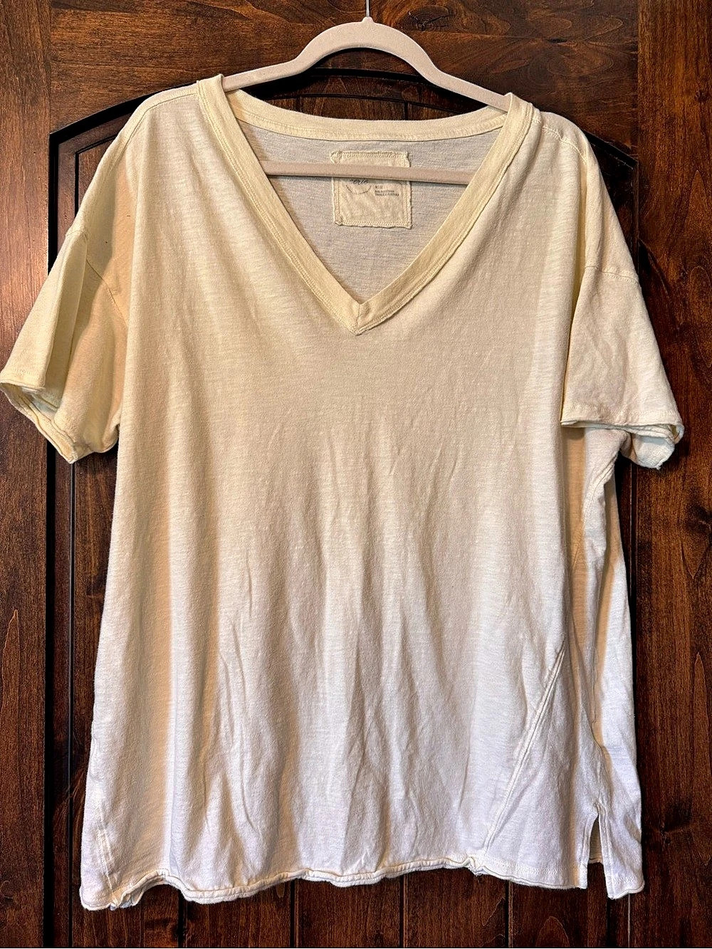 Aerie V-Neck Short Sleeve Tee in butter yellow Size Medium - oversized